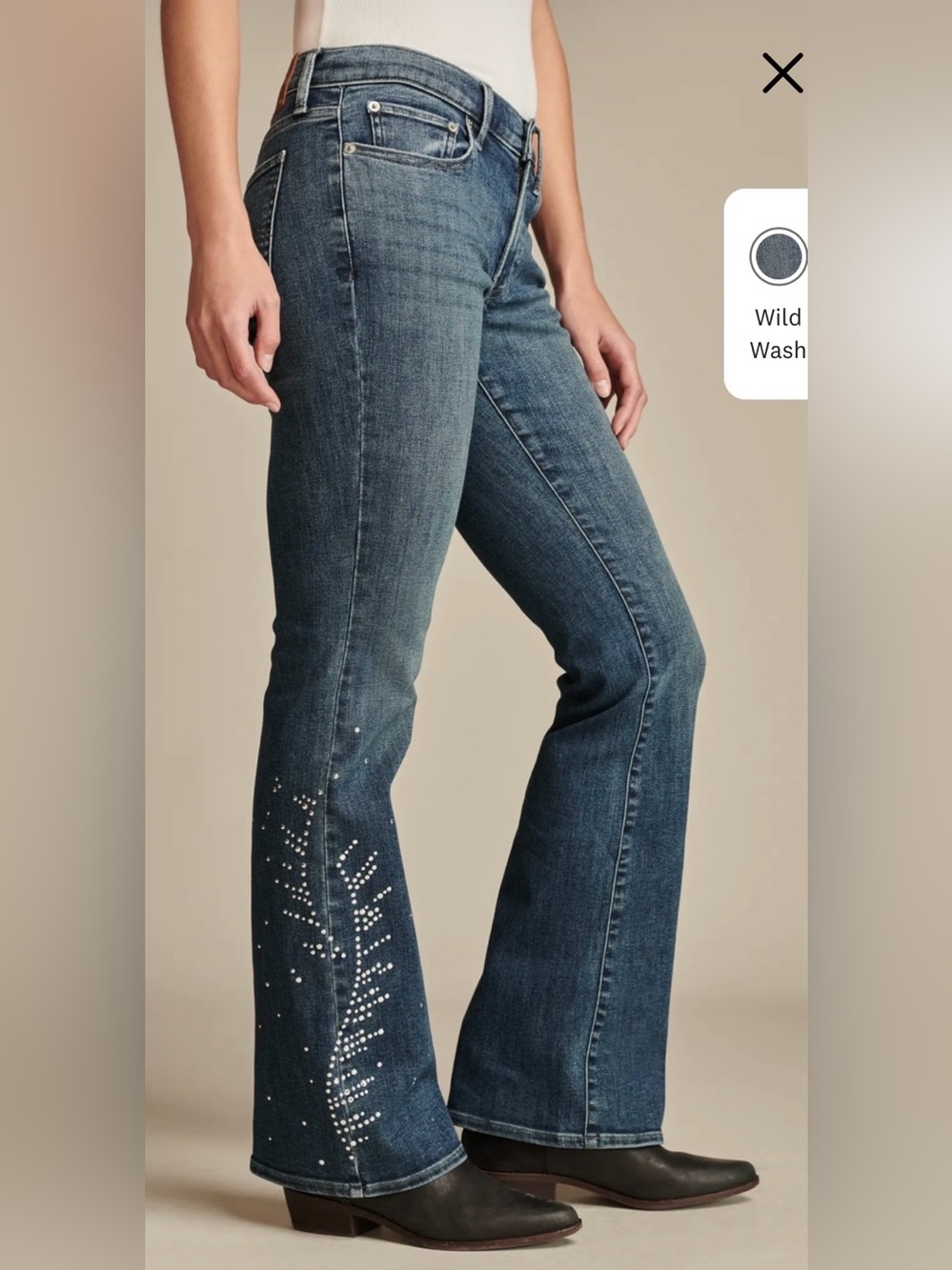 Brand New Lucky Brand Legend Mid Rise Sweet Flare Studded Size 0/25R